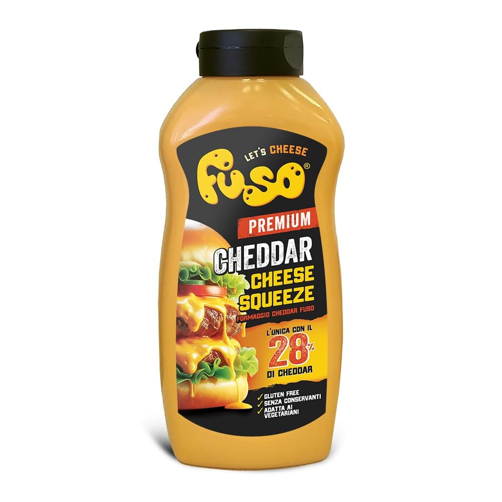 Aperisnack® - AP05.006.12 - FUSO® Premium Cheddar Squeeze da 950 g – Box 7,6 kg (8 pezzi x 950 grammi)