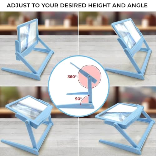 Image of MAGNIPROS 5X Rechargeable LED Page Magnifier with Foldable Stand, Hands-Free Lighted Magnifier with 3 Color Modes, Anti-Glare Lens for Reading Small Print, Low Vision, Seniors, Crafts