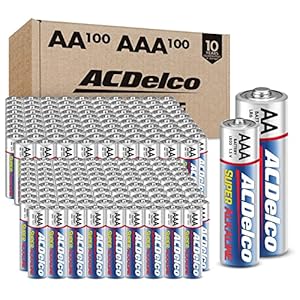 ACDelco AA and AAA 200-Count Combo Pack Super Alkaline Batteries, 100-Count Each, 10-Year Shelf Life, Reclosable Packaging