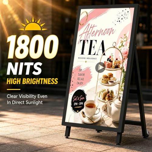 Image of 43 inch outdoor Digital Signage Display,1800nits Weatherproof Digital Signage, IP65 Advertising Display, Portable Digital Signage with CMS /WiFi / USB, Commercial Display for Restaurants, Retail Stores