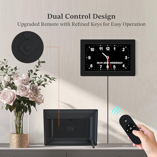 Image of 10.1'' Extra Large Digital Clock, 1280*800p HD Display, Dementia Clock For Seniors, Digital Clock With Date, Time, Day Of Week, 10 Reminders & 6 Alarms, Auto Dimming & DST, Remote Control, Black