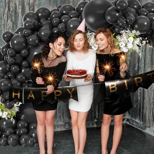 Black Balloons, 114pcs Matte Black Latex Balloon Garland Arch Kit, 18 12 10 5 Inch Different Sizes Pack for Graduation Halloween Anniversary Birthday Father’s Day Party Decorations - Image 7