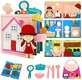 Kikiyaki Busy Book for Toddlers 1-3, Felt Montessori Busy Board for 1 Year Old, Quiet Book Airplane Travel Toys, Sensory Educational Learning Toy, Road Trip Activity Books, Pretend Play Girls Gifts