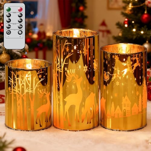 Velas doradas de Navidad el regalo perfecto de reyes, set de 3 luces LED decorativas