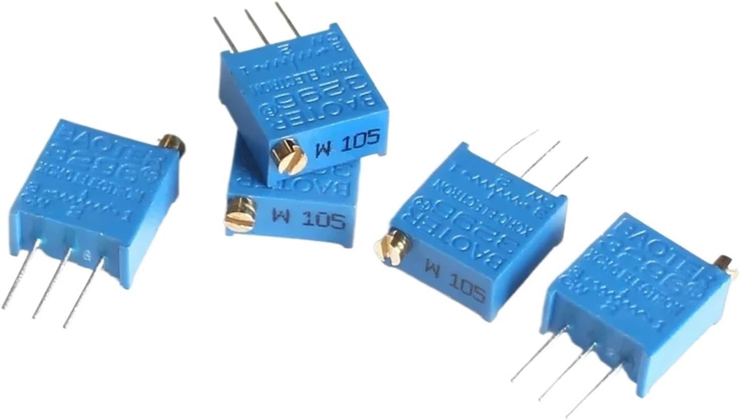 10PCS 3296W Trimmer Potentiometer 100R 500R 1K 2K 5K 10K 20K 50K 100K 200K 500K 1M 3296 Potentiometers Variable Resistor Kit(200K Ohm)