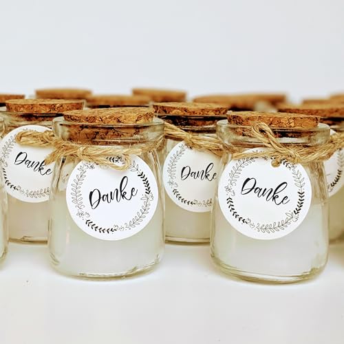 TE Whaka | 24 Bougies parfumées avec étiquette Danke | Cadeau invités mariage, bapteme, communion, anniversaire - Accessoire mariage - Remerciements