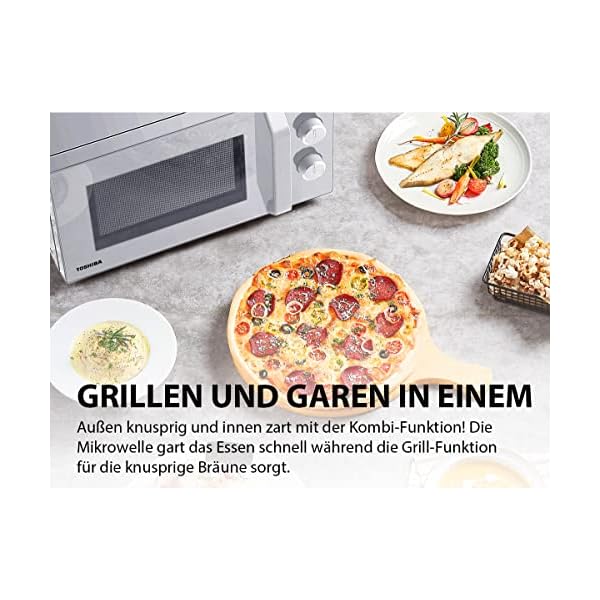 Toshiba MW2-MG20PF(SL) Mikrowellenherd mit knuspriger Grill- & Kombigarfunktion, 5 Leistungsstufen, 1000 W Grillleistung, Silber – Bild 4