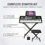 RockJam 61 Piano clavier avec kit d'affichage tactile, support de clavier, banc de piano, pédale de maintien, casque, simple application de piano & Stickers Keynote