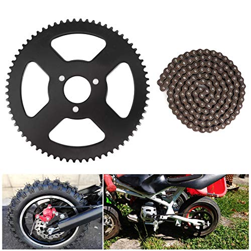 Mini chaînes de Moto, Dents de pignon de chaîne, chaîne 25H 144 maillons 2 Temps pignon d'arbre pour Mini Moto électrique Pocket Bike ATV Quad Access, diamètre du pignon 5,5 Pouces