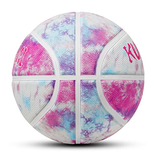 Kuangmi Pink Rubber Basketball, Size 5(27.5"), Made for Indoor Outdoor