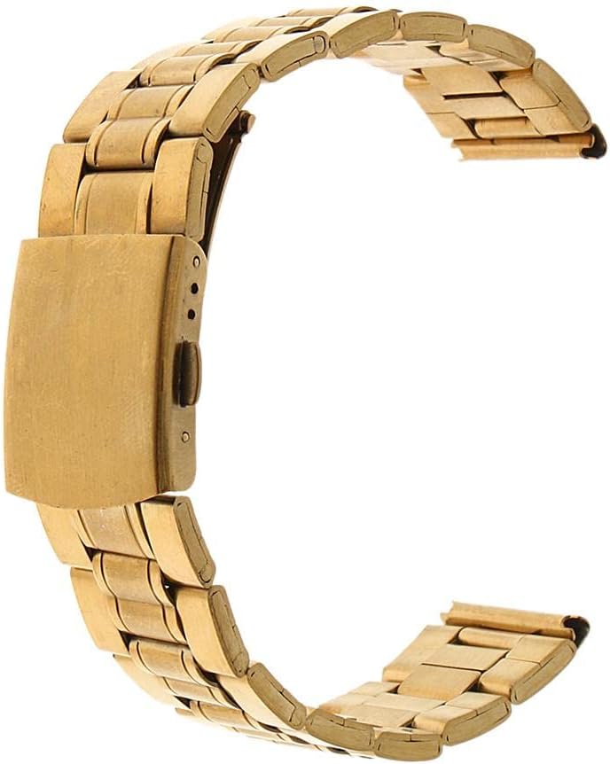 Men Gold Stainless Steel Watch Band Strap Metal Replacement Bracelet 20mm-Jewelry & Watches - Watches, Parts & Accessories - Wristwatch Bands