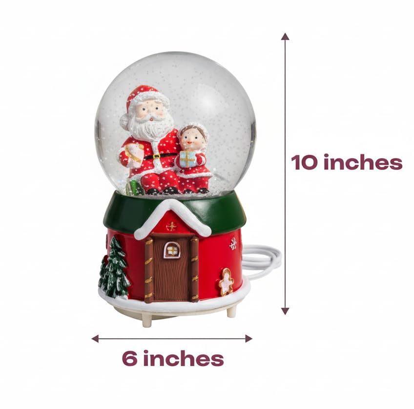 Image of Delightful Santa Claus Toy Christmas Ball| Musical Snow Shower Globe | Animated Plush Christmas Decoration | Animated Jolly Santa Figurine | House | PoPo Toys