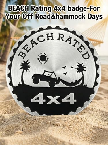 Image of 2 pcs Car Emblem 4 x 4 Metal Automotive Badge 3D Metal Car Badges Emblems Round Emblem Decals Car Badge Decals Stickers Compatible with Vehicles Trucks SUV RV Decorations (Beach Rated-D)
