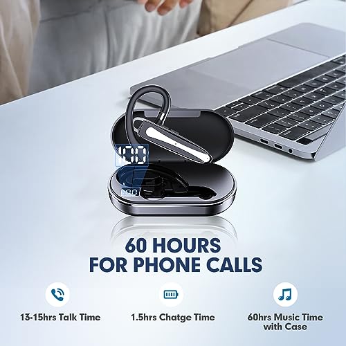 Truck-Driver-Bluetooth-Headset-for-Cell-Phones-Wireless-Earbuds-with-Earhooks-IPX7-Waterproof-Dual-Microphone-Earpiece-in-Ear-Hands-Free-Single-Headphone-Charging-Case-for-Driving-Business-Android-iOS