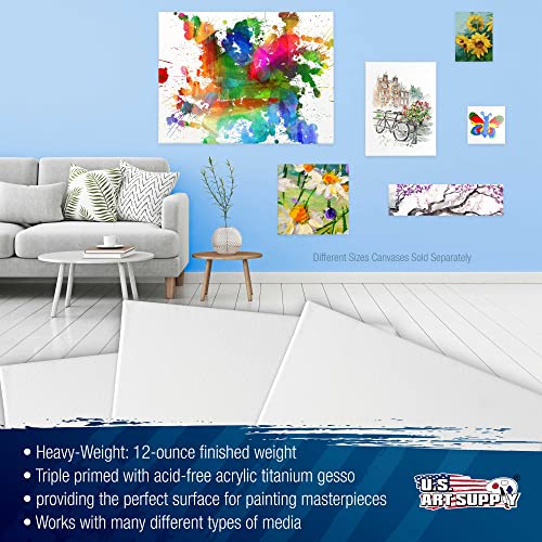 U.s. Art Supply 24 X 48 Inch Stretched Canvas 12-Ounce Primed 6-Pack - Professional White Blank 3/4" Profile Heavy-Weight Gesso Acid Free Bulk Pack - Painting, Acrylic Pouring, Oil Paint #TOP3