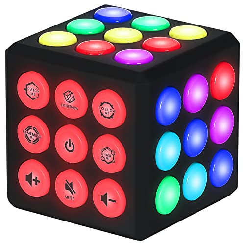 PlayRoute Brain and Memory Cube Toy | 5 Electronic Handheld Games for Kids Boys & Girls Ages 6 7 8 9 10-12 Years Old & Up | STEM Sensory Fidget Toy | Ideal Gift Idea for Kids and Teens