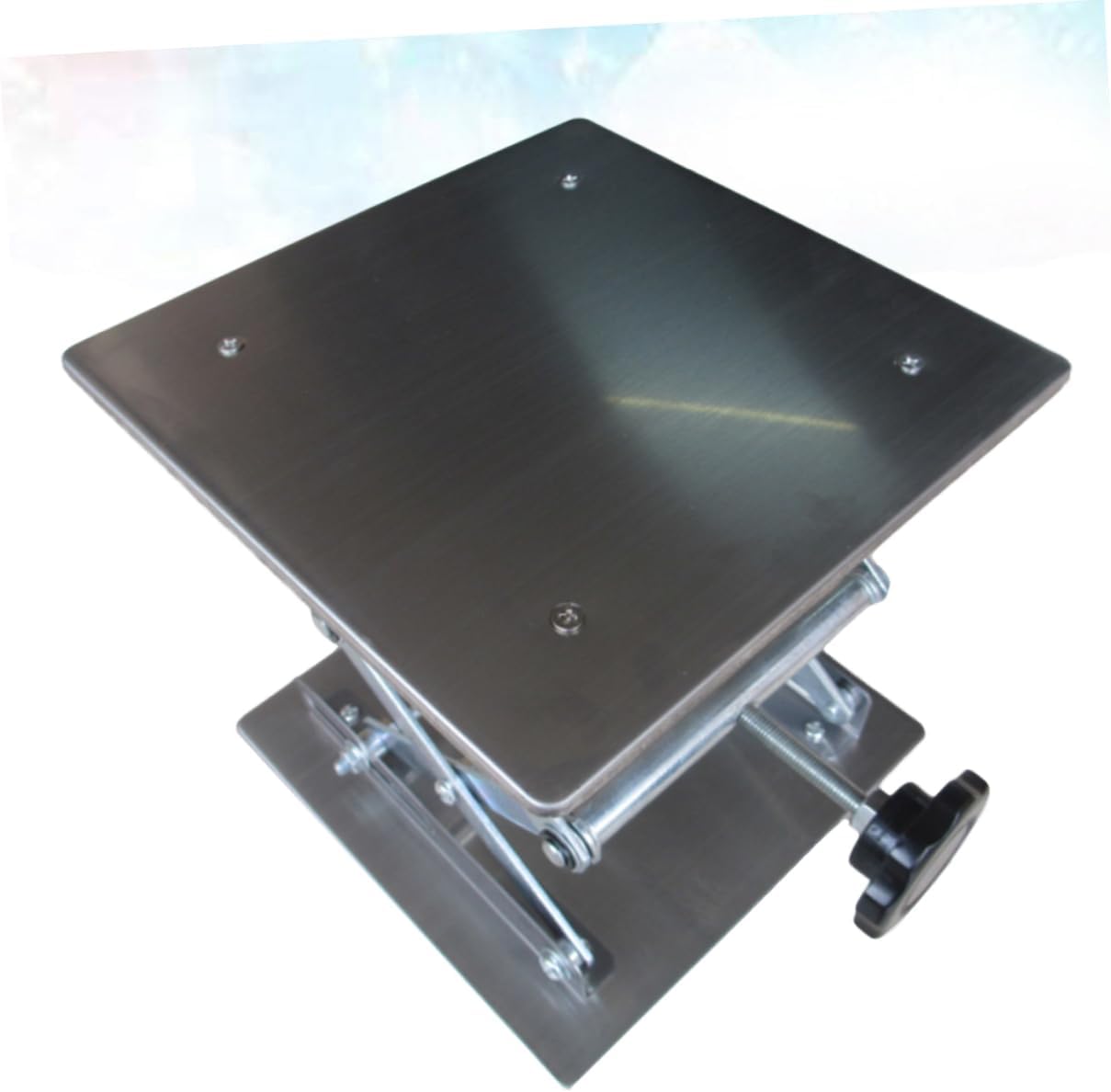 Sturdy Stainless Steel Lift Table Scientific Scissor Jack Stand Precision Repair Stand Wide Base Wing
