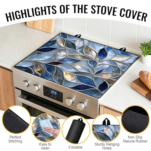 Image of Stove Top Cover for Electric Stove,Glass Stove Top Cover, Heat Resistant Glass Cooktop Cover, Stovetop Protector, Kitchen Decor, Dish Drying Mats Cover for Ceramic Washer Top 28.5x20.5 inch