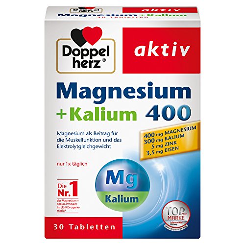 Doppelherz Magnesium + Kalium 400 – Für die normale Muskelfunktion und das normale Nervensystem – 30 Tabletten, 60g