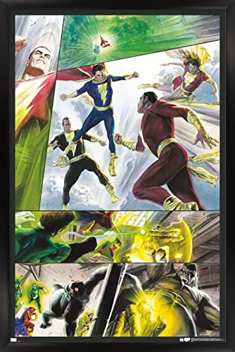 Trends International DC Comics Justice League - Shazam Family and Black Adam Wall Poster, 14.725" x 22.375", Black Framed Version