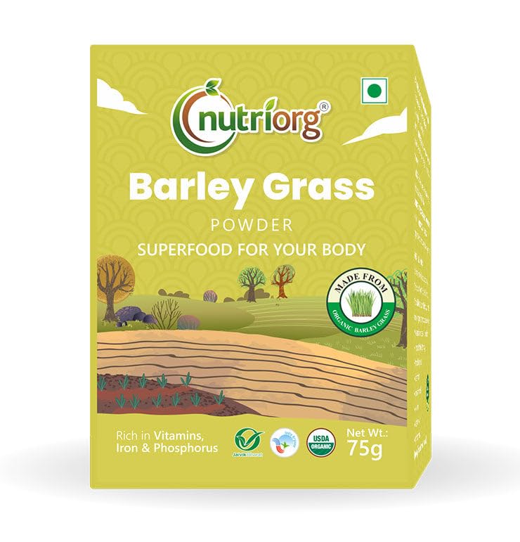Nutriorg Organic Barley Grass Powder 75g | Whole Hulled Barley Grains Powder (B075NPW3NG) Amazon Price History, Amazon Price Tracker