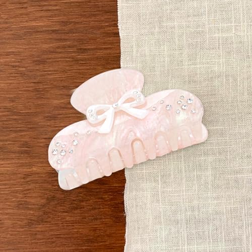 Pinza para cabello con diseño de moño brillante color rosa miniatura 7