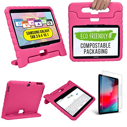 Cooper Dynamo [Rugged Kids Case] Protective Case For Samsung Galaxy Tab 4 10.1, Galaxy Tab 3 10.1 2013/2014 Released Only | Child Proof Cover With Stand, Handle (Pink) #TOP6