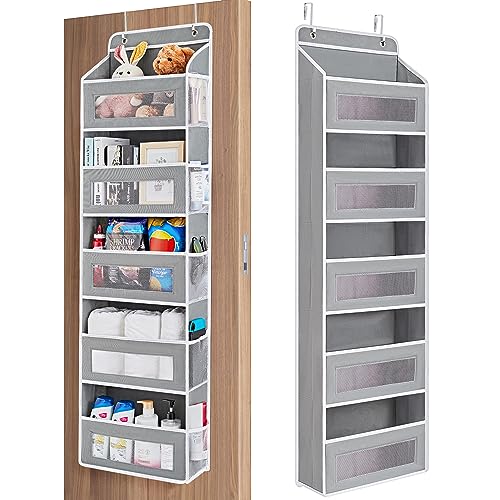 JARLINK Over The Door Organizer Storage, 5 Shelf Hanging Door Organizer with 5 Large Capacity Pockets, Anti Tilt 44 lb L