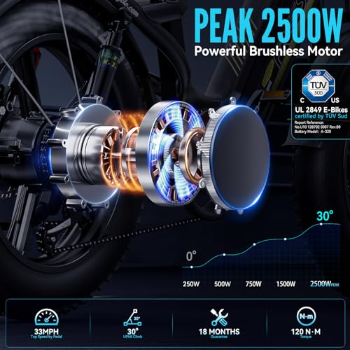 FREESKY 2500W Electric Bike for Adults,105 Miles 48V 25Ah