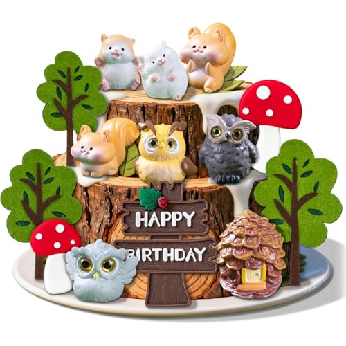 Décorations de gâteau d'anniversaire forêt pour une fête d'enfants sur le thème nature