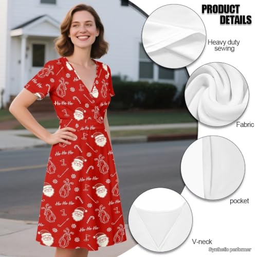 Image of Women's Summer Dresses Short Sleeve Formal Dresses with Pockets | Lightweight polyester fabric delivers cool airflow during hot summer outdoor activities