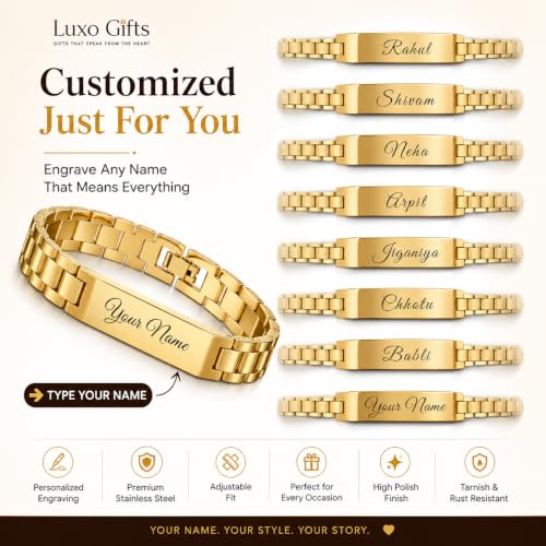 Image of Personalized Name Bracelet for Men & Women | Custom Name Engraved Silver Bracelet | Adjustable Size Stainless Steel Wrist Band | Gift for Birthday, Anniversary & Special Occasions