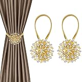 2 PCS Magnetic Curtain Tiebacks, Crystal Decor Curtain Ties for Drapes No Drilling Drapery Holdbacks