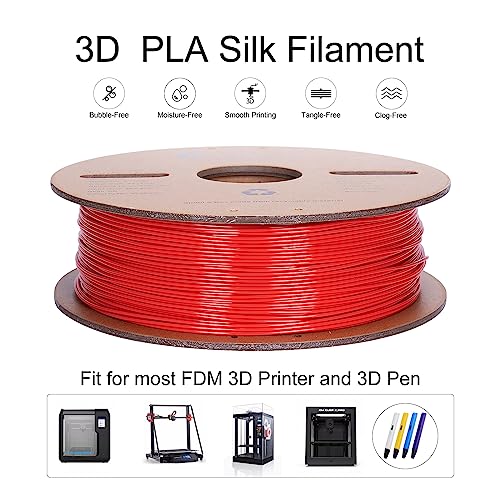 Image of Kretrum PLA Filament 1.75 mm 3D Printer Filament Dimensional Accuracy + /- 0.02 mm 1 KG 2.2 lbs Cardboard Spool 3D Printing Filament Fits for Most FDM 3D Printers Red