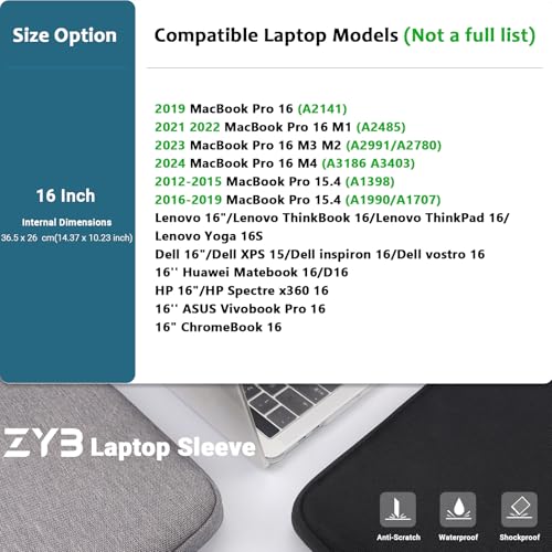 Housse Ordinateur 16 Pouces ZYB Pochette Grise Élégante MacBook Pro 16