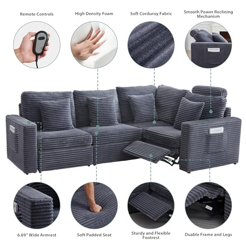 Image of RARZOE Modular Sectional Couch Armless Seats Module, Modular Sofa 2 Armless Chairs Middle Module Seats for Living Room Modular Sectional Sofa Couch, Grey