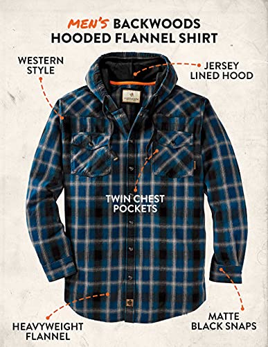 Legendary Whitetails Men's Standard Backwoods Hooded Flannel Shirt, Deep River Plaid, Large #TOP3