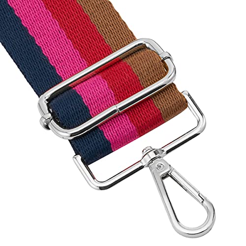 Image of Silvery Buckles Wide Shoulder Strap Adjustable Replacement Belt Crossbody Canvas Bag Handbag