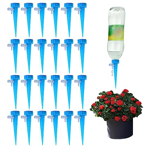 VIKSAUN 24 peças dispensador de água plantas irrigação por gotejamento automático ajustável peças irrigação gotejamento Spike sistema de irrigação para jardim plantas irrigação estufas (24 peças)