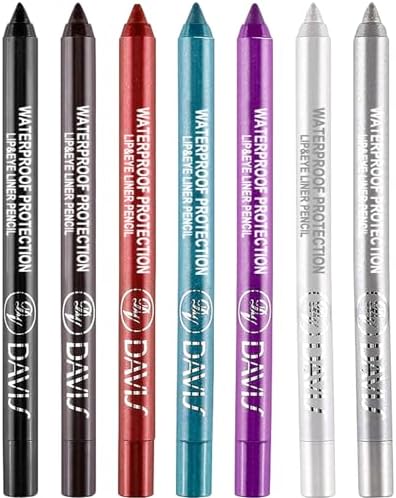 LemonSac 7 Colorful Eyeliner Pen Set, Eye Shadow Pencil, Pearl Eyeliner Kit Metallic Glitter Eye liner Pencil for Women Eye&Lip Liner Professional Eye Makeup Set Colorful Eye Color (7PCS A)