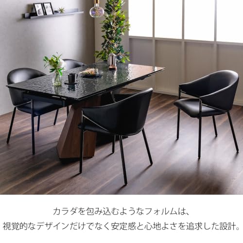 ダイニングチェア 2脚セット ブラック 黒 モダン スチール カッコイイ おしゃれ モダン インテリア チェア デザイン かっこいい スタイリッシュ 肘付 肘掛け付き シンプル イス 椅子 KMR0113 [5]
