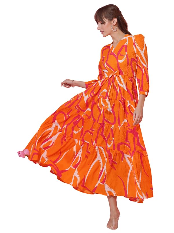 BlackHatch Women’s Crepe Fit and Flare Maxi Dress