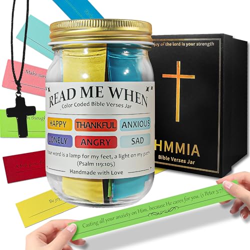 Read Me When Bible Verses Jar with Black Cross, Bible Verse Jar for Women Men Teen Girls, Christian Gifts for Women, Daily Motivational Scripture Prayer Hope Jars, Easter Day Gifts, Graduation Gift