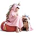 Unicorn Hooded Beach Towel - Toddler/Kids Bath Towels - Ultra Soft, Super Absorbent Large 47" x 27" | Great Present for Children (Pink)