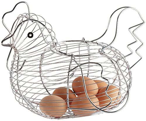 St@llion Panier de rangement en métal chromé en forme de poule pour œufs - Pour ranger 24 œufs Cover