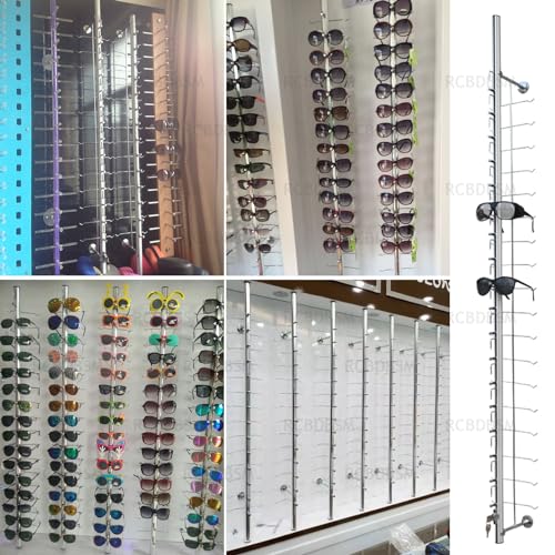 Soporte de exhibición de gafas con cerradura, soporte de marco de aluminio montado en la pared para almacenamiento y organización seguros de gafas