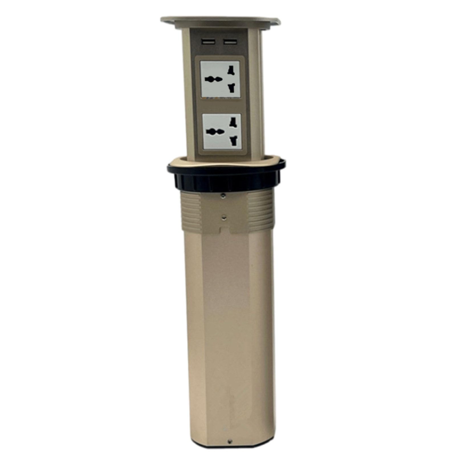 Presa Pop-up Estraibile con 2 USB, Ricarica Wireless, Altoparlante Bluetooth per Piano di Lavoro della Cucina, scrivania, casa e Ufficio,Metallic-B