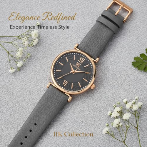 Image of IIK COLLECTION Watches for Women Round Dial |Analogue Quartz Movemnet Ladies Watch|Long Battery Life|Leather Bracelet Strap|Buckle Lock Clasp Safety Watches for Girls