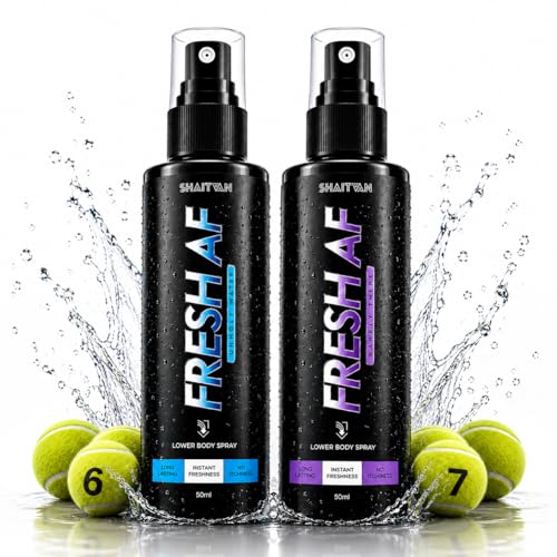 Image of Fresh AF Combo Intimate Spray for Men (1500 Sprays)| Work + Travel Combo |Anti Odour Intimate Hygiene Body Spray for Balls & Groin | Pre /Post Gym, Travel & Workout for Clean & Fresh Balls | Barely There & Unholy Water