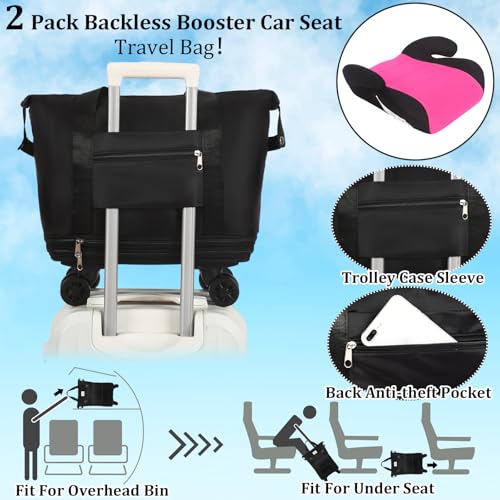 Image of Abbylike Expandable Booster Seat Travel Bag for Airplane Backless Folding Car Seat Travel Bag with Wheels Airport Check and Carrier for Business Trips Short Trips